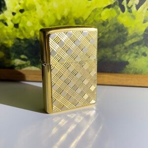 Luxurious Gold Checkered Vintage Zippo Lighter 9/1999